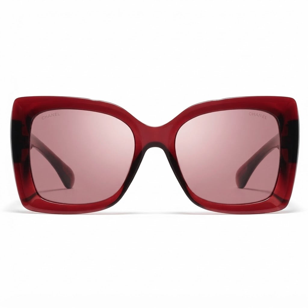 Chanel Women Square Burgundy & Pink Sunglasses