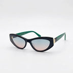 Chanel Women Angular Cat Eye Black & Green Sunglasses