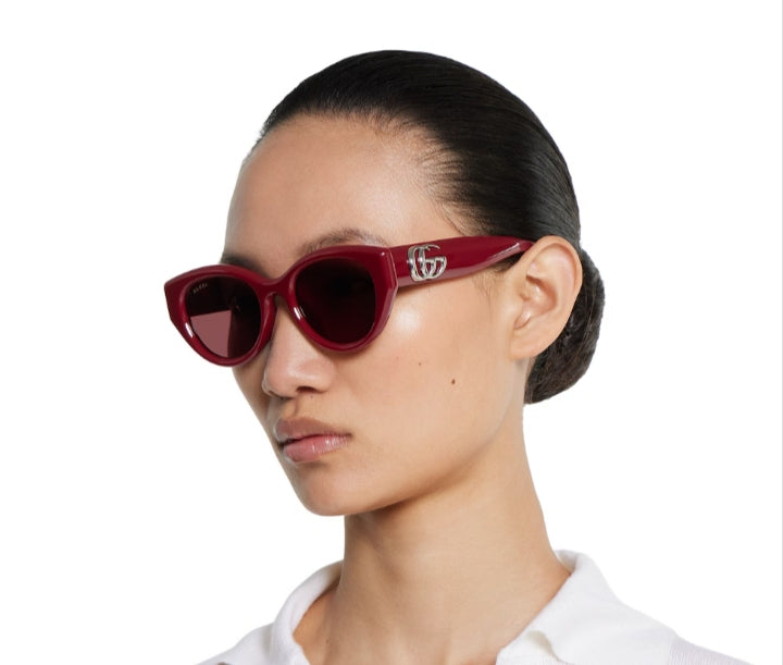 Gucci Women Low Nose Bridge Fit Red Sunglasses