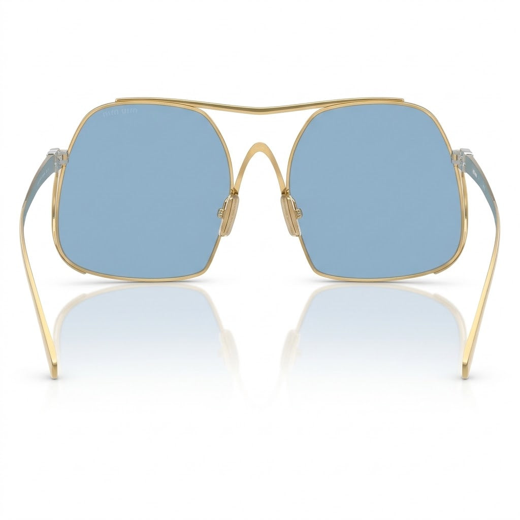 Miu Miu Women Square Gold / Light Blue Sunglasses