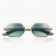 Cartier Allongé de Motif Men Rimless Green Wood Temples Green Sunglasses