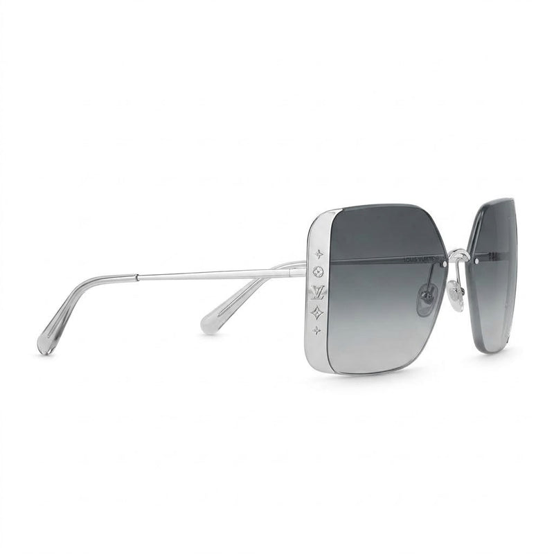 Louis Vuitton Women Square Frame Satin Silver Sunglasses