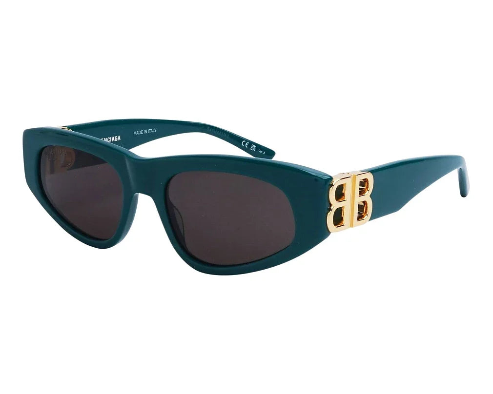 Balenciaga Women Dynasty Shiny Solid Green / Gold D-Frame Sunglasses