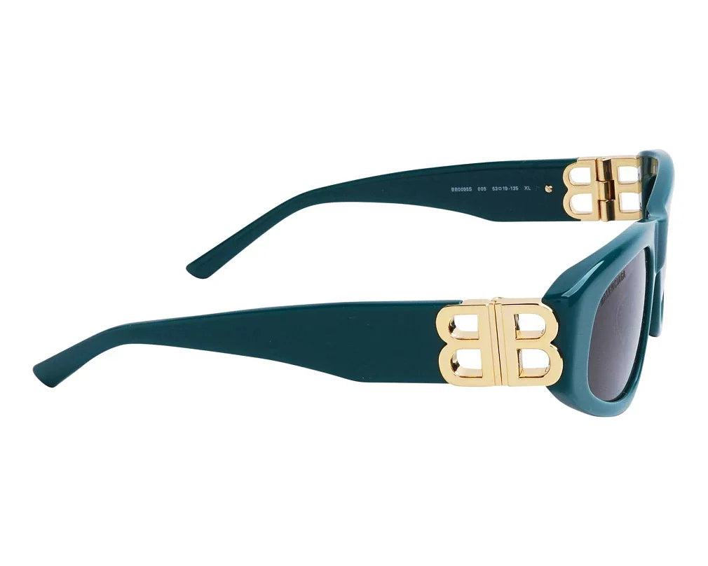 Balenciaga Women Dynasty Shiny Solid Green / Gold D-Frame Sunglasses