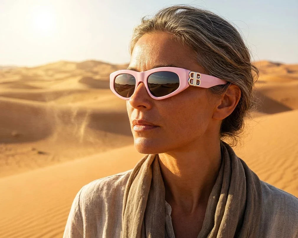 Balenciaga Women Dynasty Shiny Solid Pink / Silver D-Frame Sunglasses