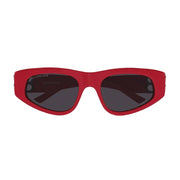Balenciaga Women Dynasty Shiny Solid Red / Silver D-Frame Sunglasses