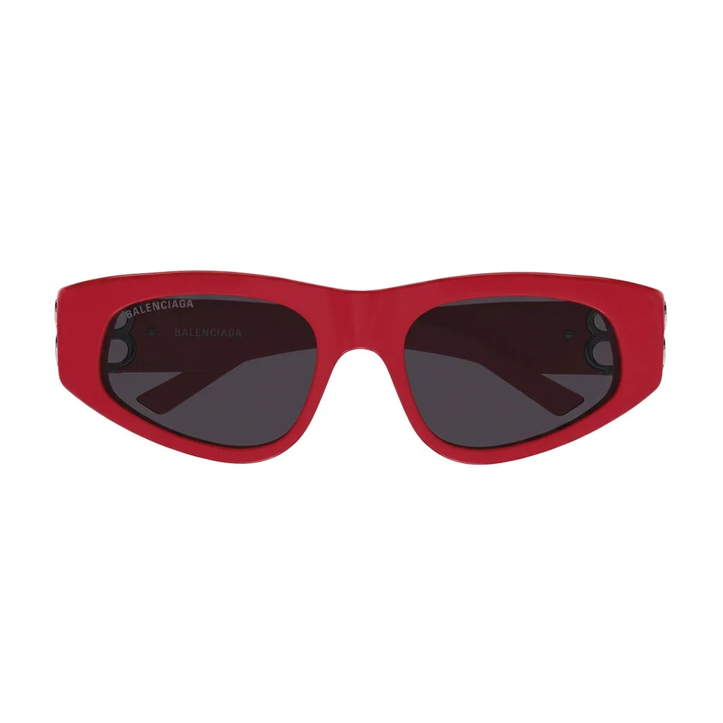 Balenciaga Women Dynasty Shiny Solid Red / Silver D-Frame Sunglasses