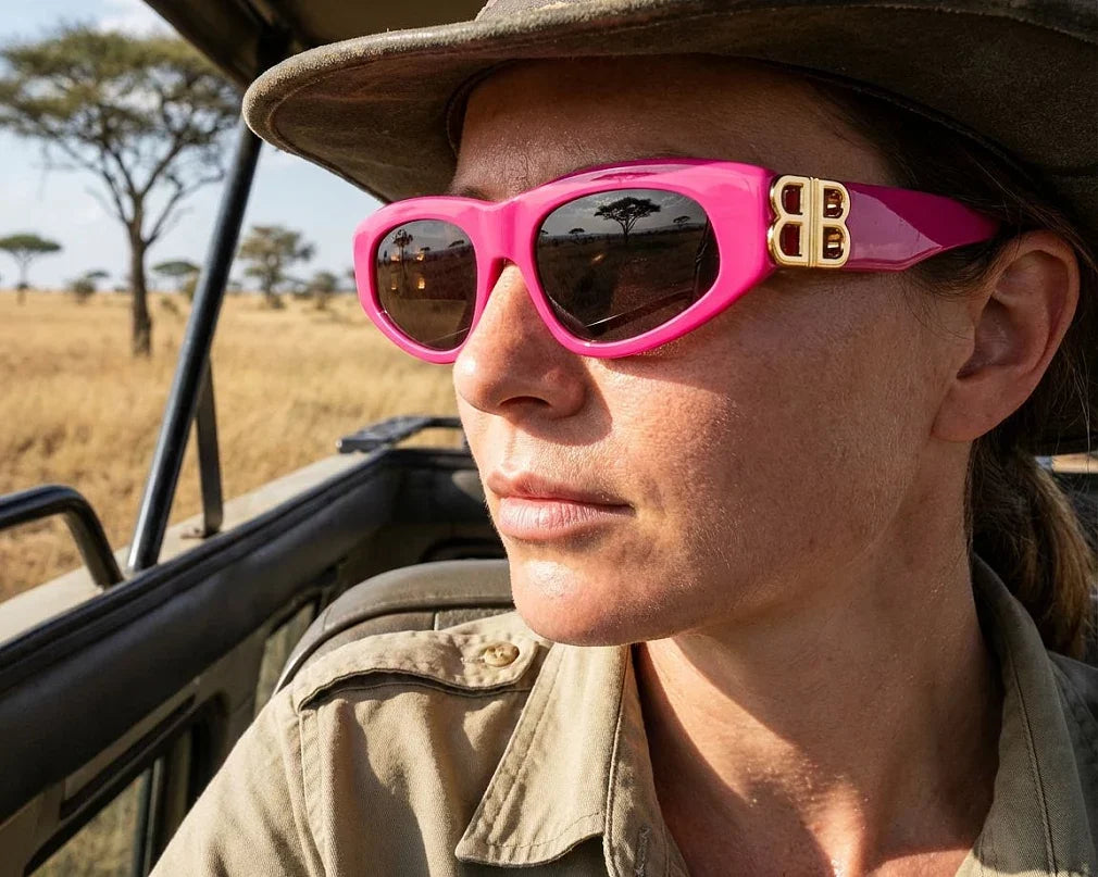 Balenciaga Women Dynasty Pink / Gold D-Frame Sunglasses