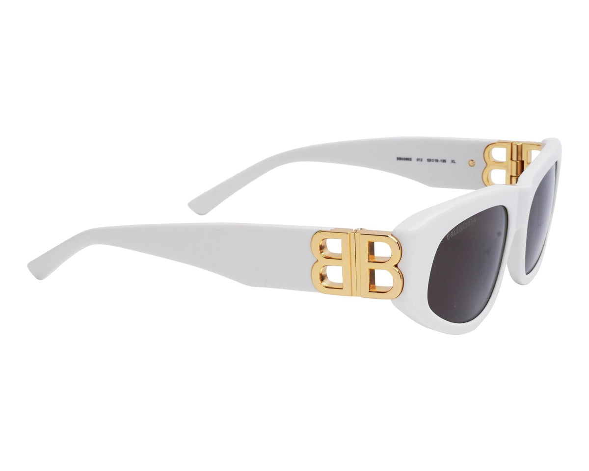 Balenciaga Women Dynasty Shiny White / Gold D-Frame Sunglasses