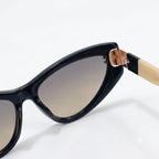 Chanel Women Angular Cat Eye Black & Beige Sunglasses