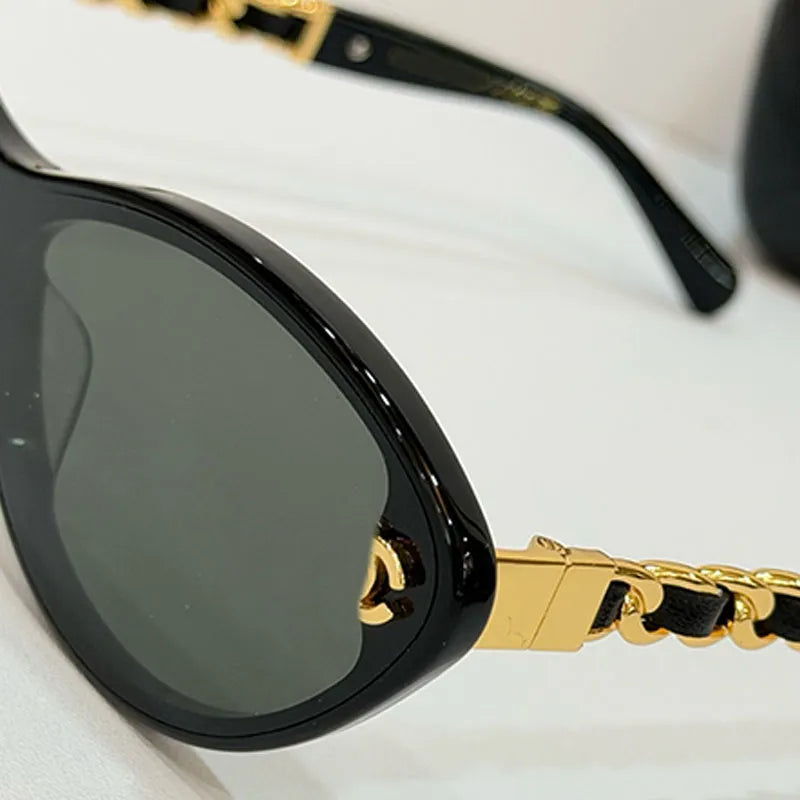 Chanel Women Cat-Eye Frame Chain Design Sunglasses
