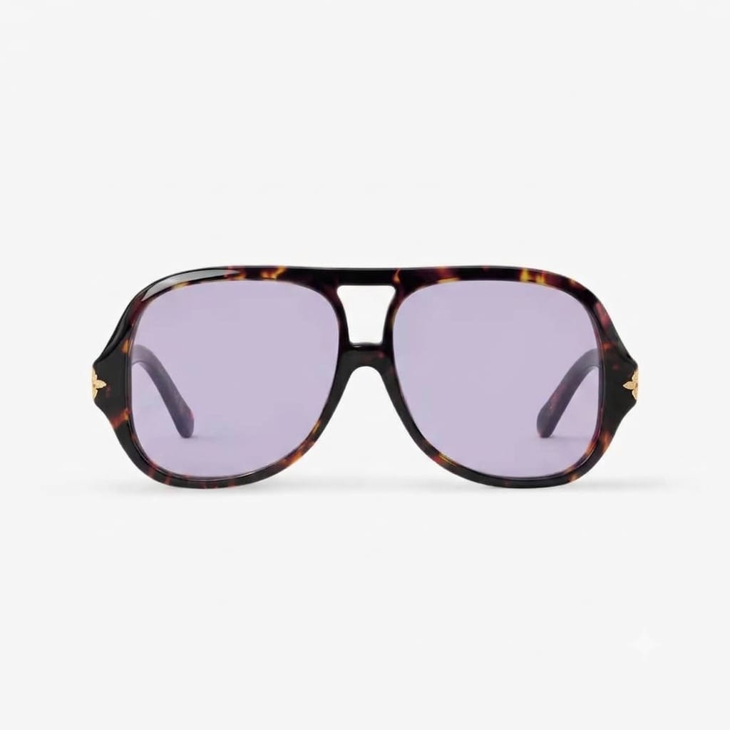 Louis Vuitton Women Aura Flower Square Pilot Sunglasses