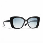 Chanel Women Acetate Strass Polarized Square Blue Stone Logo Sunglasses