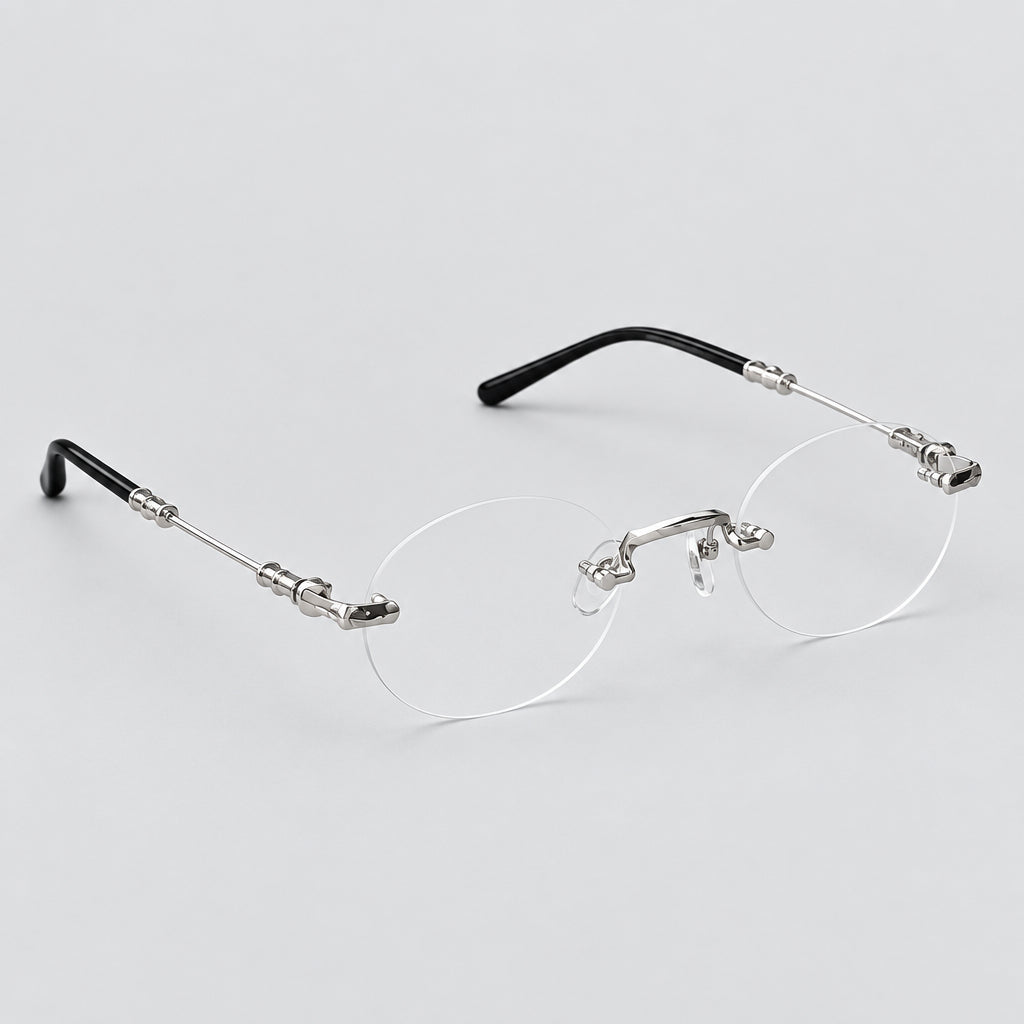 Chrome Hearts Pills I 1915 Unisex Silver Rimless Oval Optical Glasses
