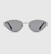 Gucci Women Geometrical Frame Grey Sunglasses