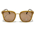 Chanel Women Classic Square Acetate Polarized Rhinestone Chanel Logo Honey Tortoise Sunglasses
