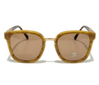 Chanel Women Classic Square Acetate Polarized Rhinestone Chanel Logo Honey Tortoise Sunglasses
