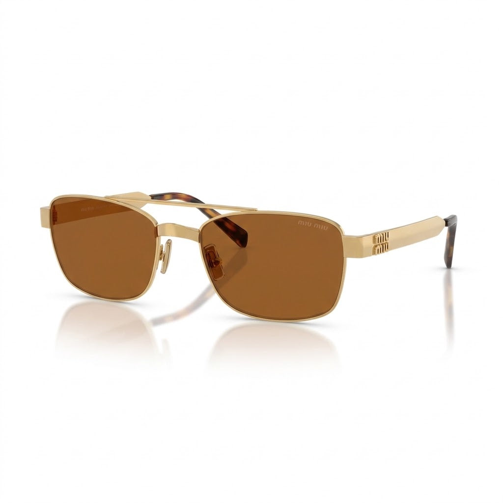 Miu Miu Women / Unisex Double-Bridge Optical Brown / Gold Glasses