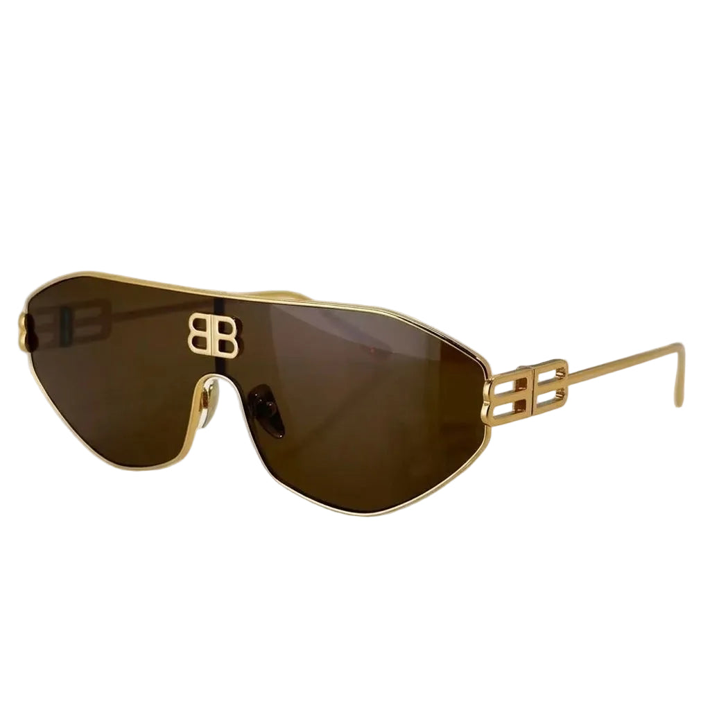 Balenciaga BB0283S Unisex Shield Gold / Brown Sunglasses
