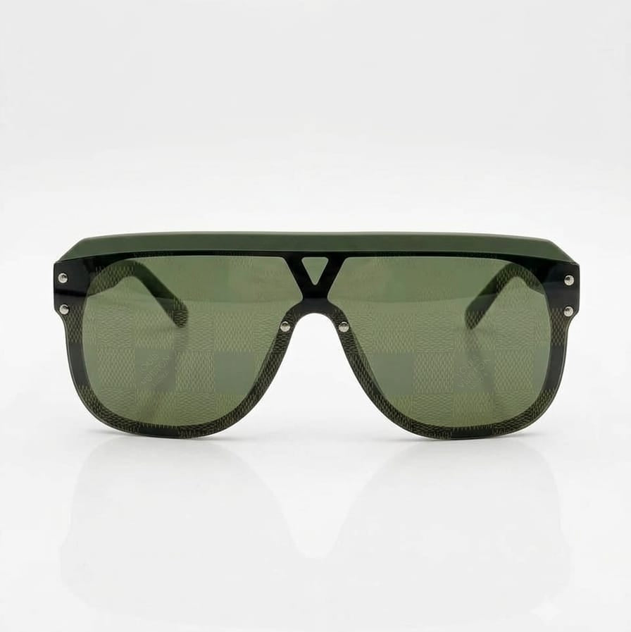 Louis Vuitton Waimea Mask Round Transparent Tinted Olive Green Sunglasses