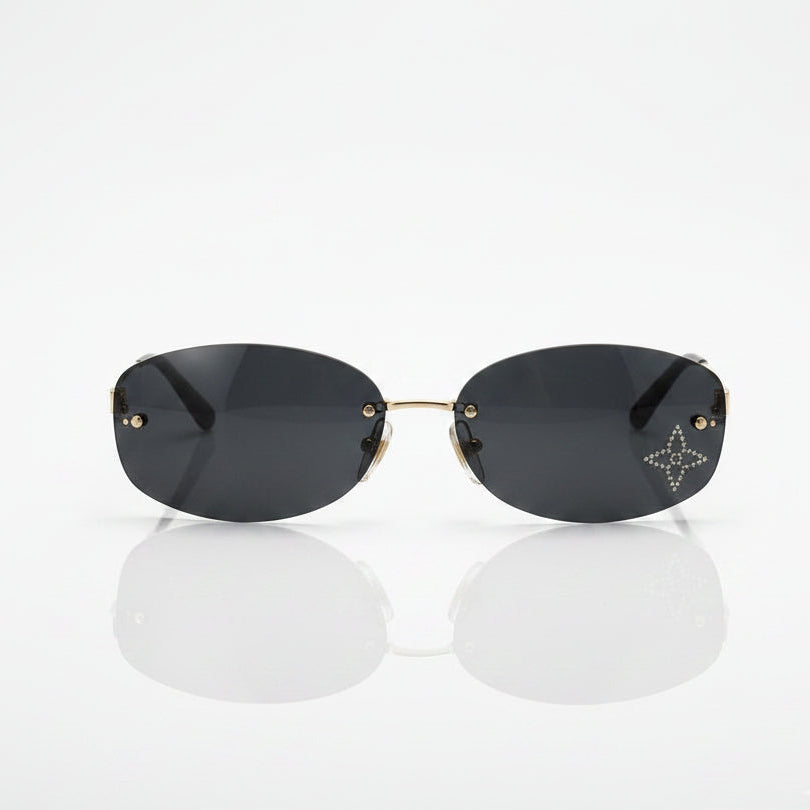 Louis Vuitton Women Crystal Oval Black Sunglasses