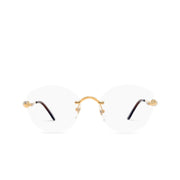 Cartier Unisex Rimless Round Gold/Brown Temple Clear Eyeglasses