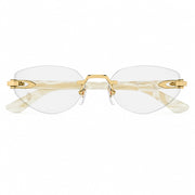 Cartier Women Rimless Cat-Eye Gold Tone Temple Transparent Eyeglasses