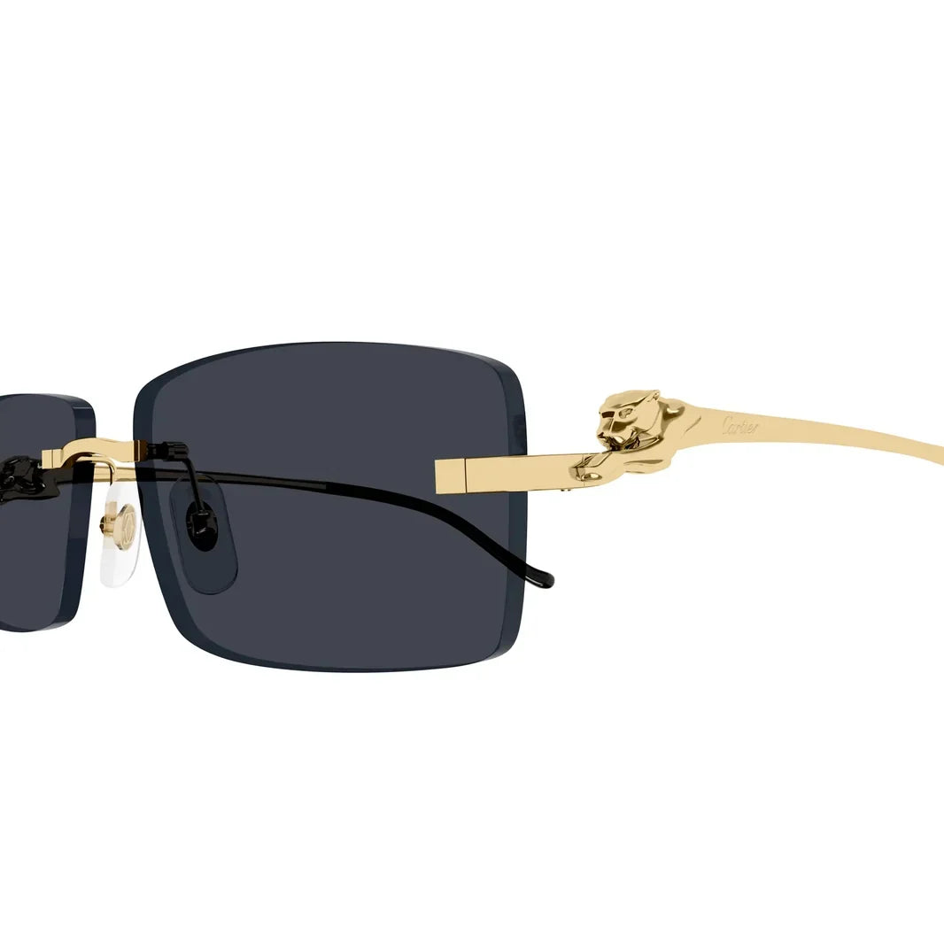 Cartier Panthère de Cartier Unisex Gold & Dark Grey Rimless Sunglasses