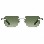 Cartier Décor C de Men Rimless Rectangular Green Wood Temples Green Gradient Sunglasses