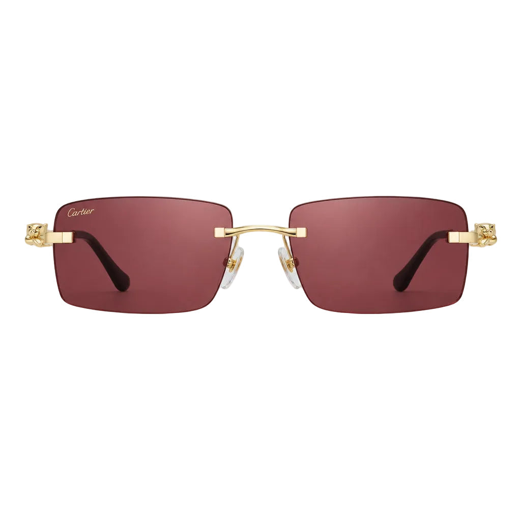 Cartier Panthère de C Unisex Gold & Red Rimless Sunglasses