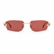  Cartier Panthère de C Unisex Rimless Rectangular Red Sunglasses