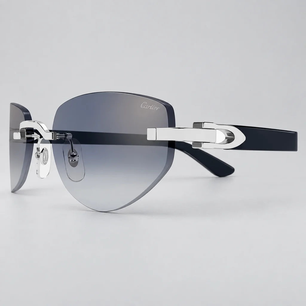 Cartier C Décor Geometric Frame Blue Sunglasses