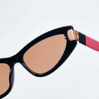 Chanel Women Angular Cat Eye Black & Pink Sunglasses