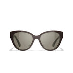 Chanel Women Butterfly Dark Burgundy Grey Gradient Sunglasses
