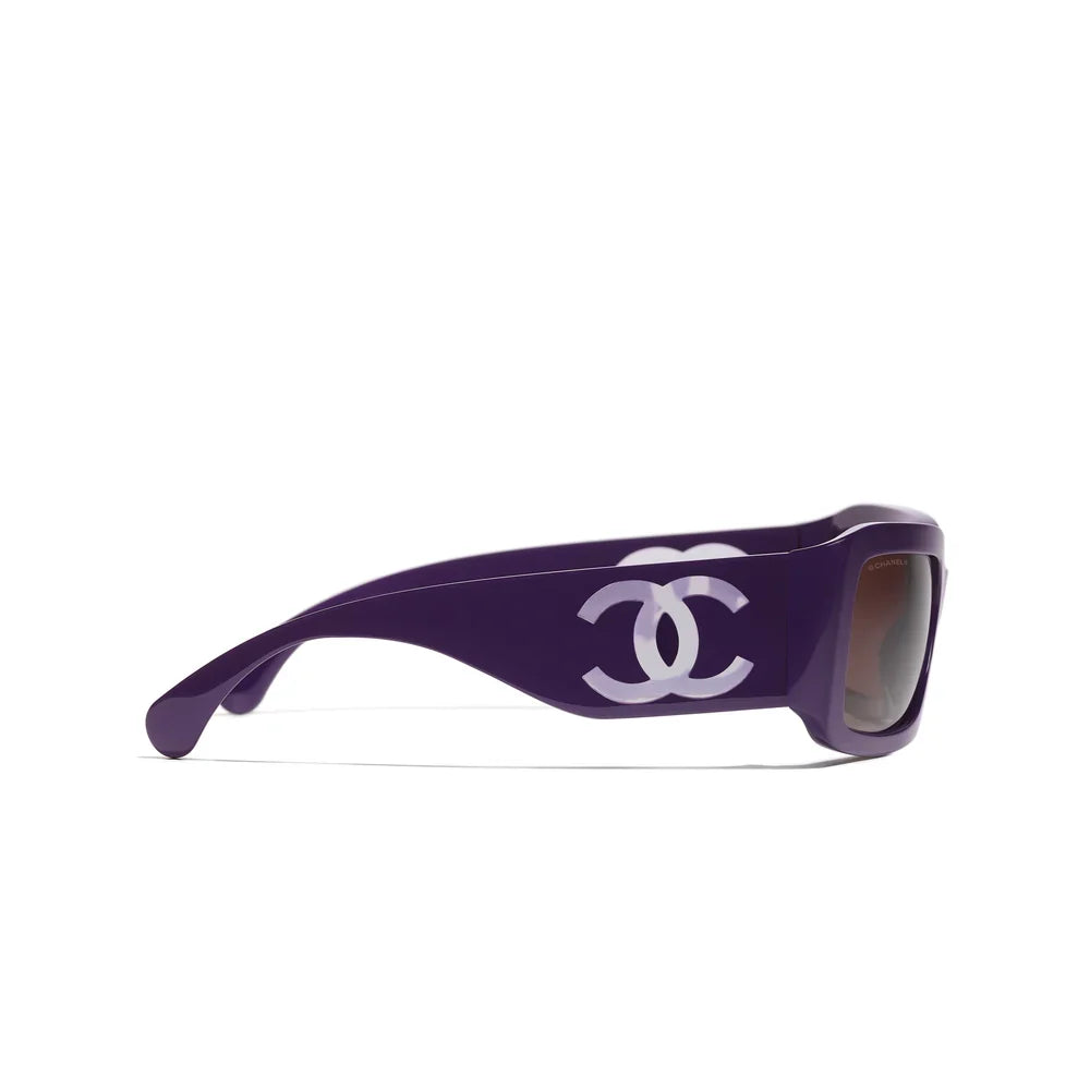 Chanel Women Rectangle Purple Sunglasses