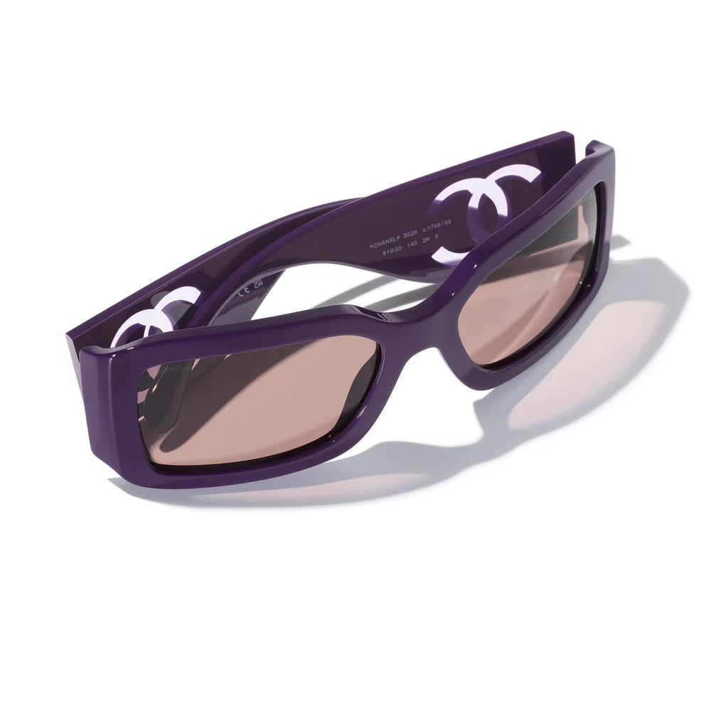 Chanel Women Rectangle Purple Sunglasses