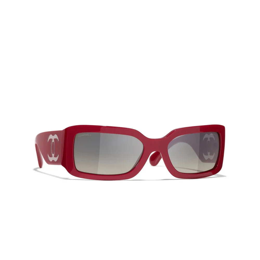 CHANEL Women Rectangle Red Sunglasses
