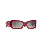 CHANEL Women Rectangle Red Sunglasses