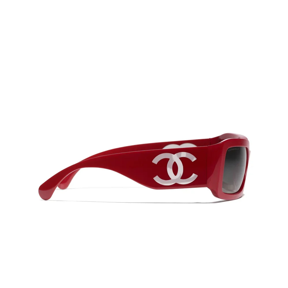 CHANEL Women Rectangle Red Sunglasses