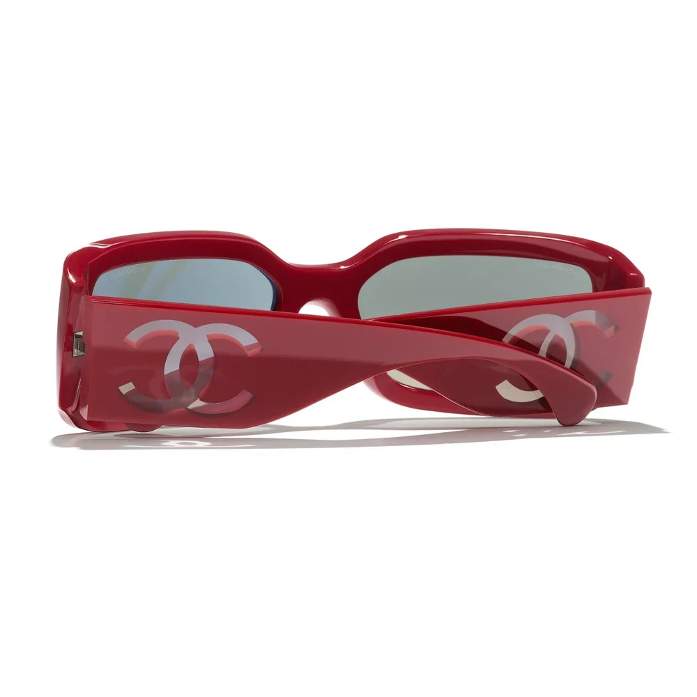 CHANEL Women Rectangle Red Sunglasses