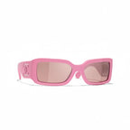 Chanel Women Rectangle Pink Sunglasses