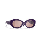 Chanel Women Oval Purple Sunglasses