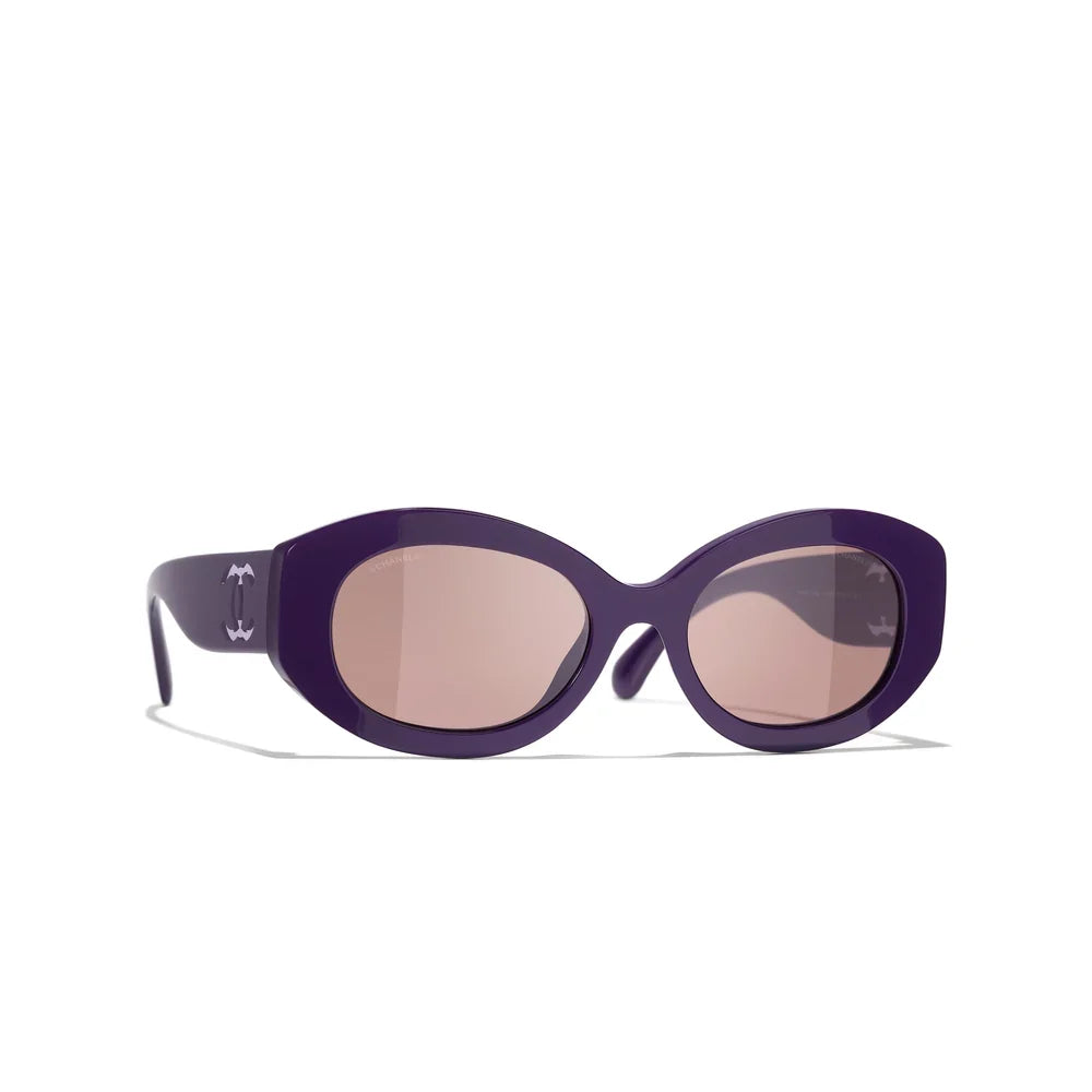Chanel Women Oval Purple Sunglasses