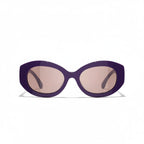 Chanel Women Oval Purple Sunglasses
