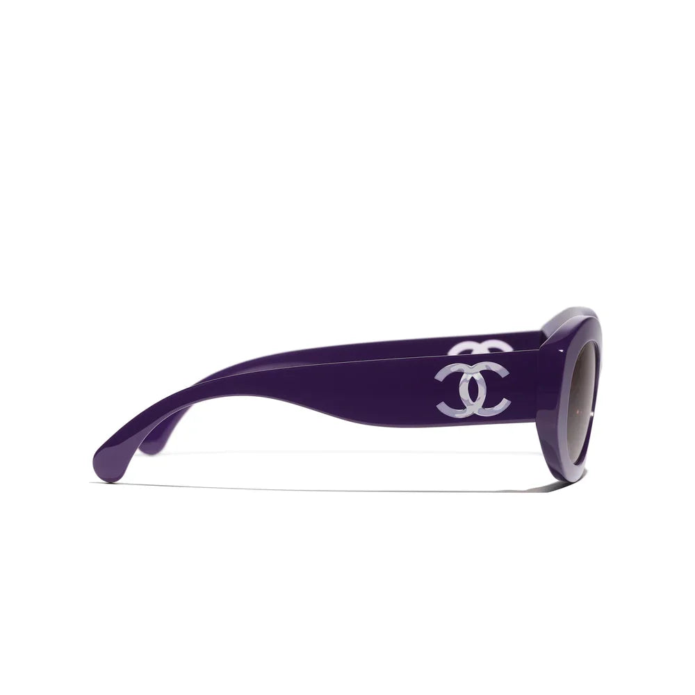 Chanel Women Oval Purple Sunglasses