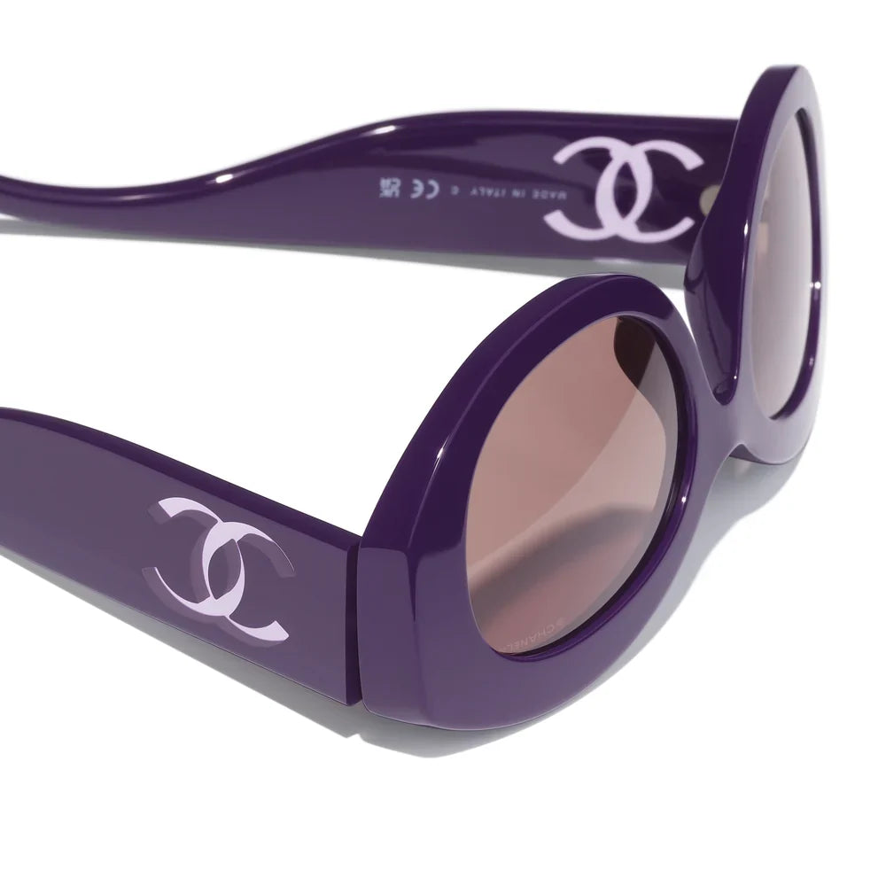 Chanel Women Oval Purple Sunglasses
