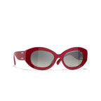 Chanel Women Oval Red Sunglasses