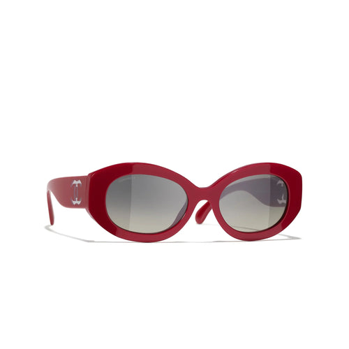 Chanel Women Oval Red Sunglasses