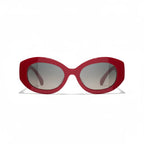Chanel Women Oval Red Sunglasses