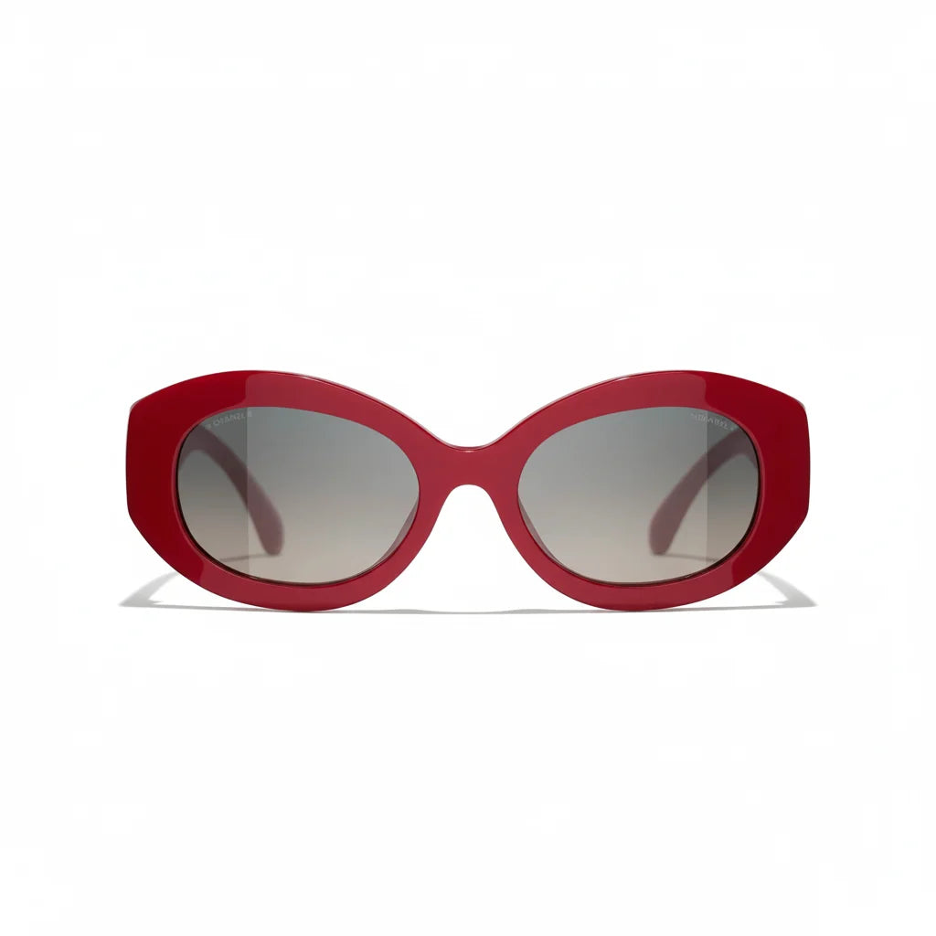Chanel Women Oval Red Sunglasses